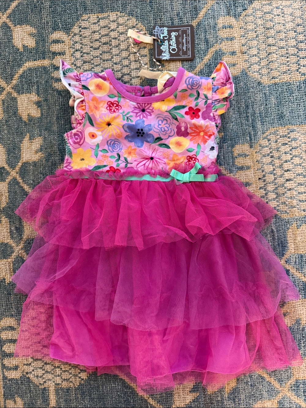 Matilda Jane Fuchsia Floral Layered Tulle Dress